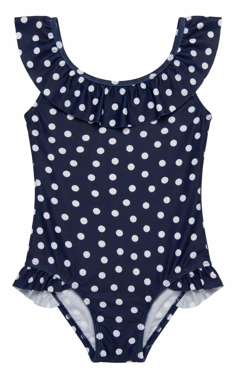 Madeline One Piece ~ Navy Polka Dot
