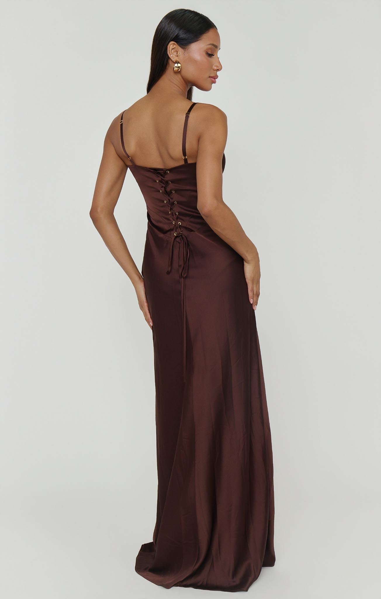 Logan Dress ~ Chocolate Luxe Satin