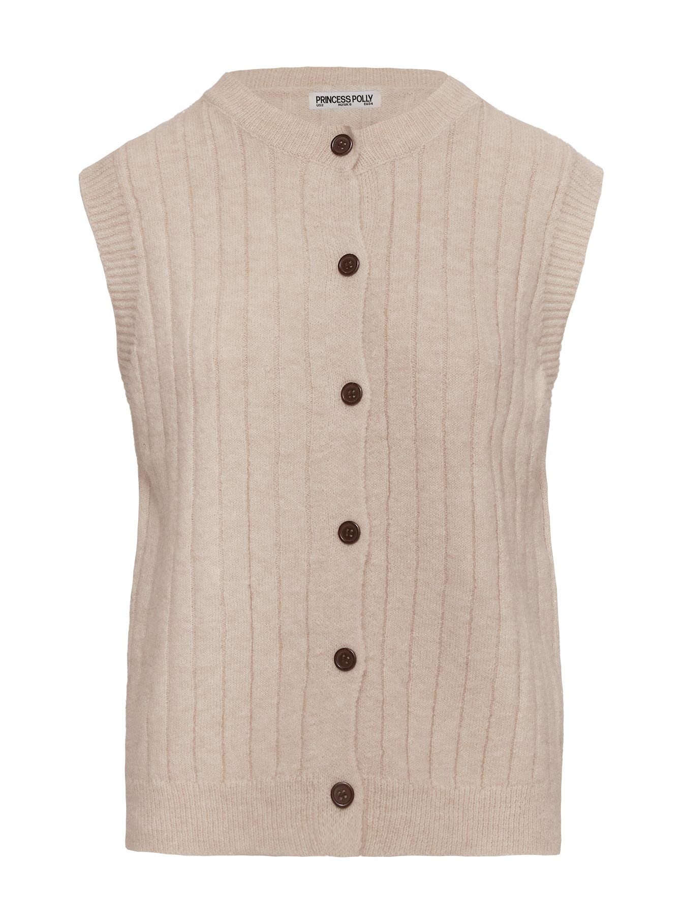 Brookvale Button Up Knit Vest Beige