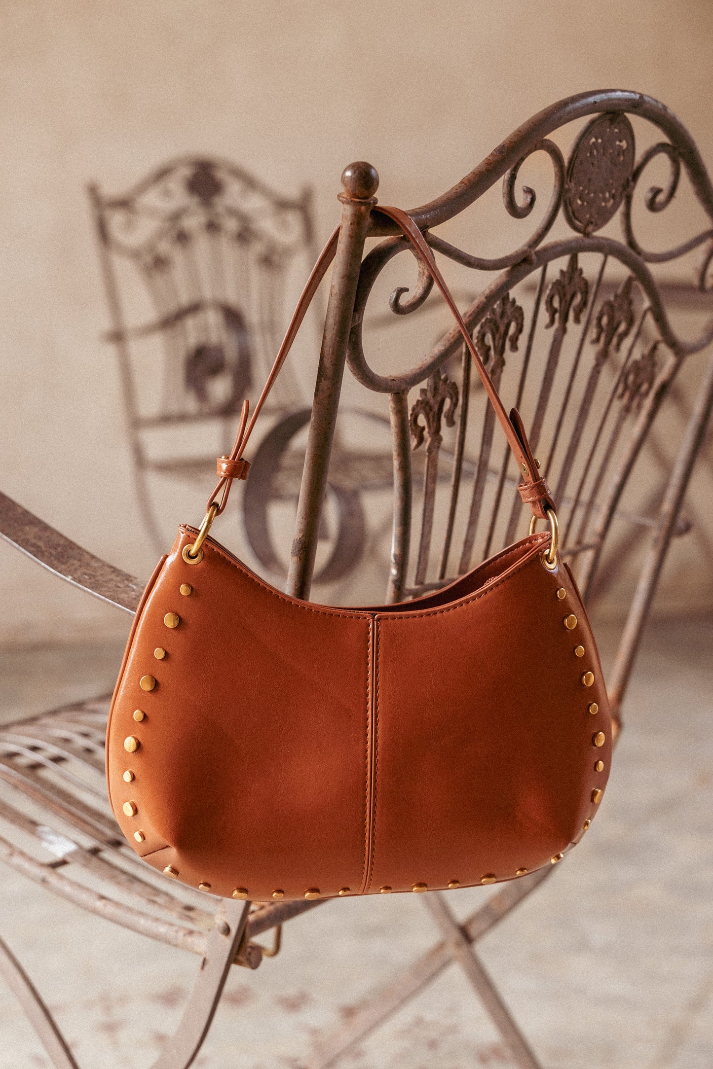 Celia Studded Bag - Tan