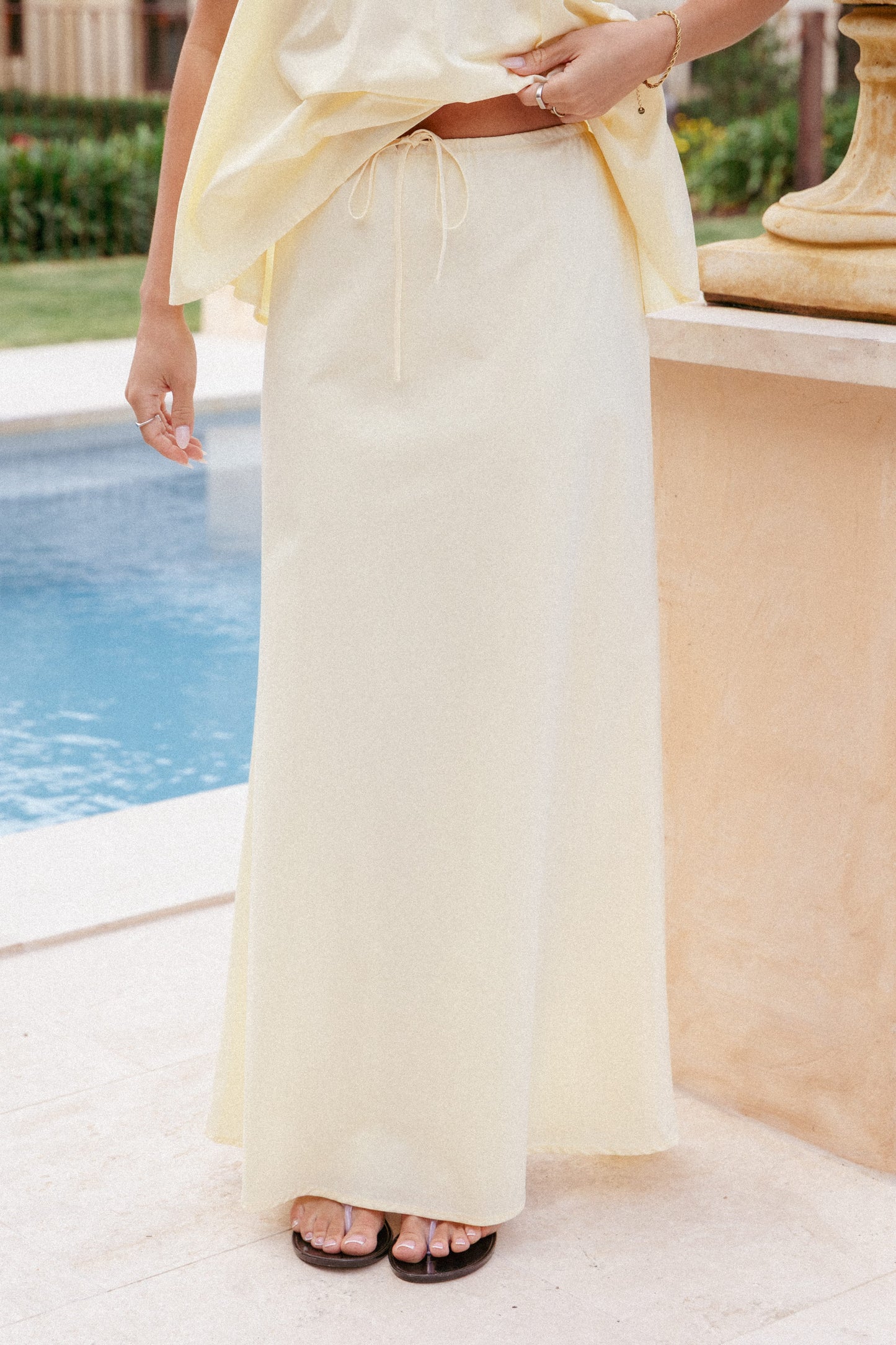 Elena Cotton Maxi Skirt - Butter Yellow