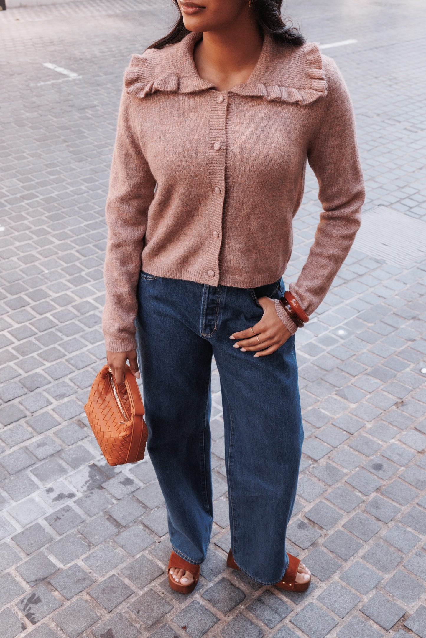 Carmello Frill Collar Cardigan - Mocha