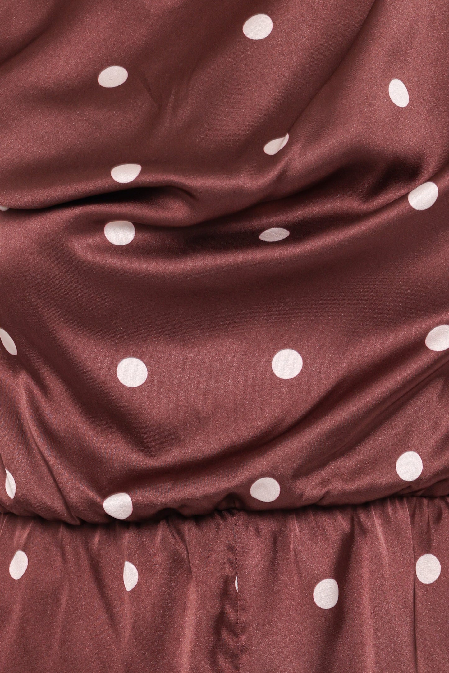 Cassidy One Shoulder Romper - Brown Polka Dot