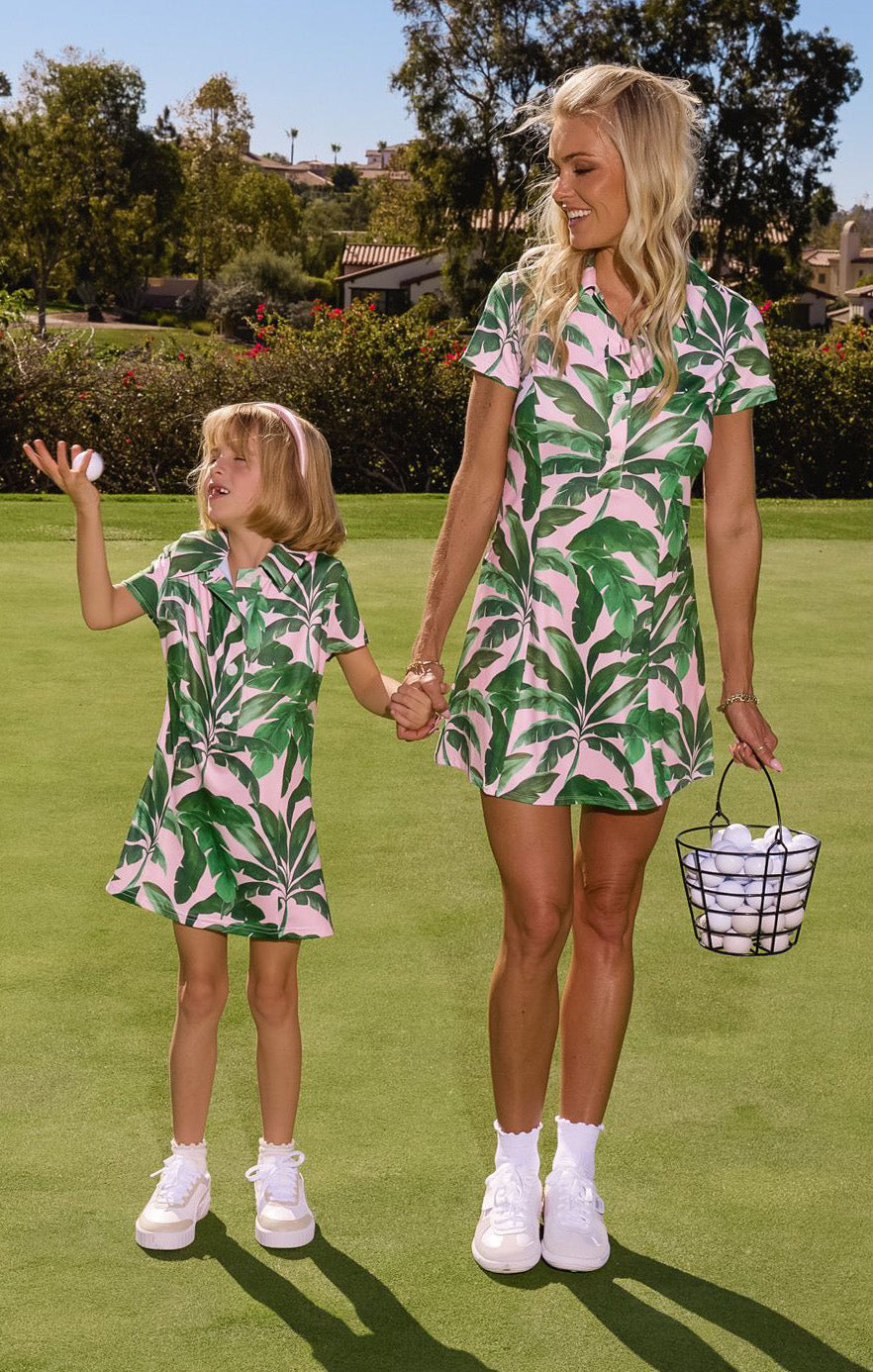 Little Clubhouse Dress ~ Pink Palms
