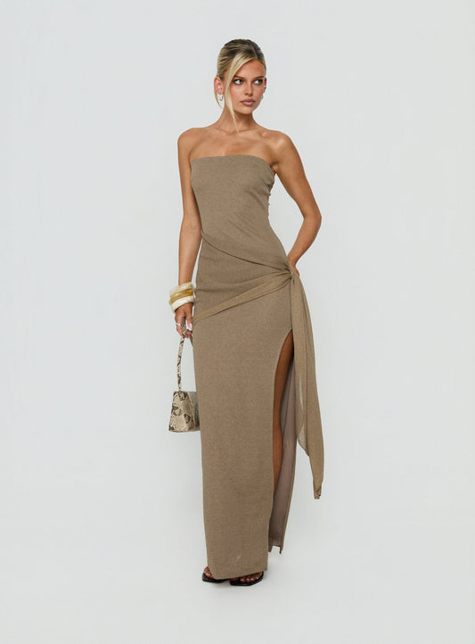 Analeah Strapless Maxi Dress Brown