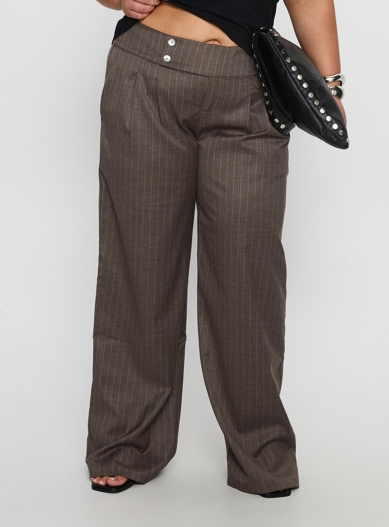 Briellea Thick Waistband Pant Pinstripe Curve