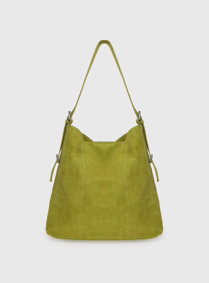 Bonus Points Faux Suede Shoulder Bag Green