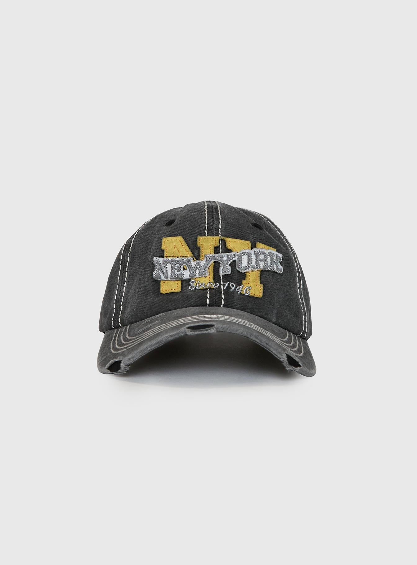 Back To Back Distressed Cap Black