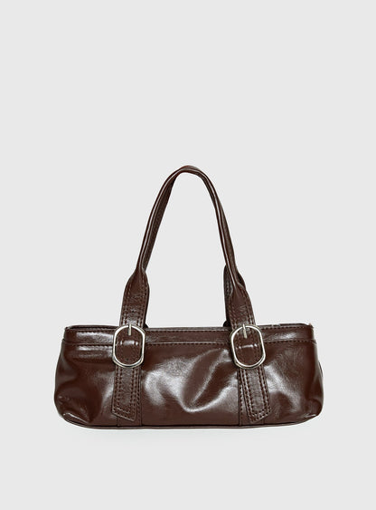 Aperture Faux Leather Shoulder Bag Brown