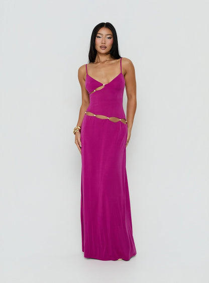 Allspice Beaded Maxi Dress Plum