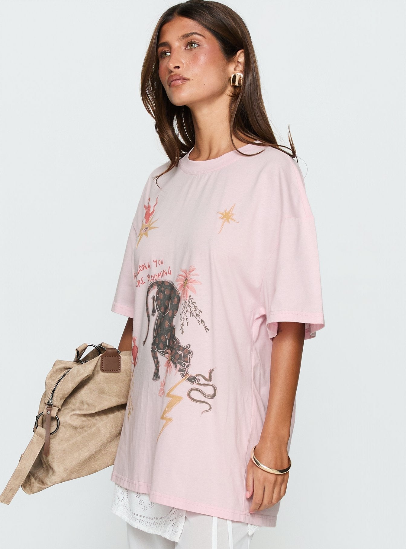 Blooming Love Oversized Graphic Tee Pink