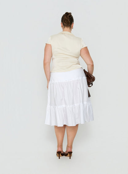 Cascades Low Rise Midi Skirt White Curve
