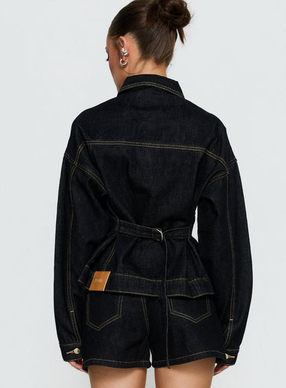 Caresse Cinched Denim Jacket Raw Denim