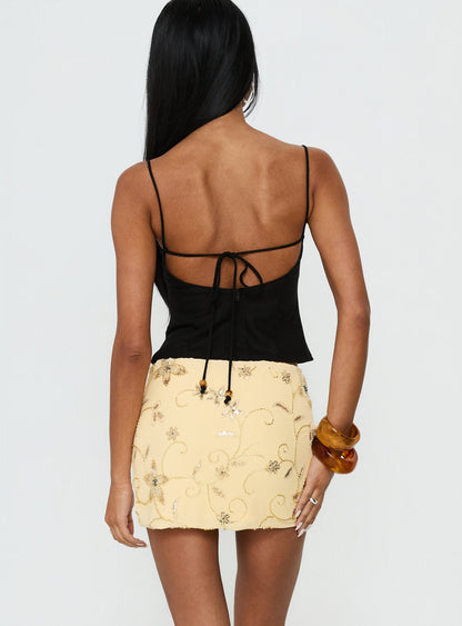 Calyra Embroidered Mini Skirt Butter Yellow