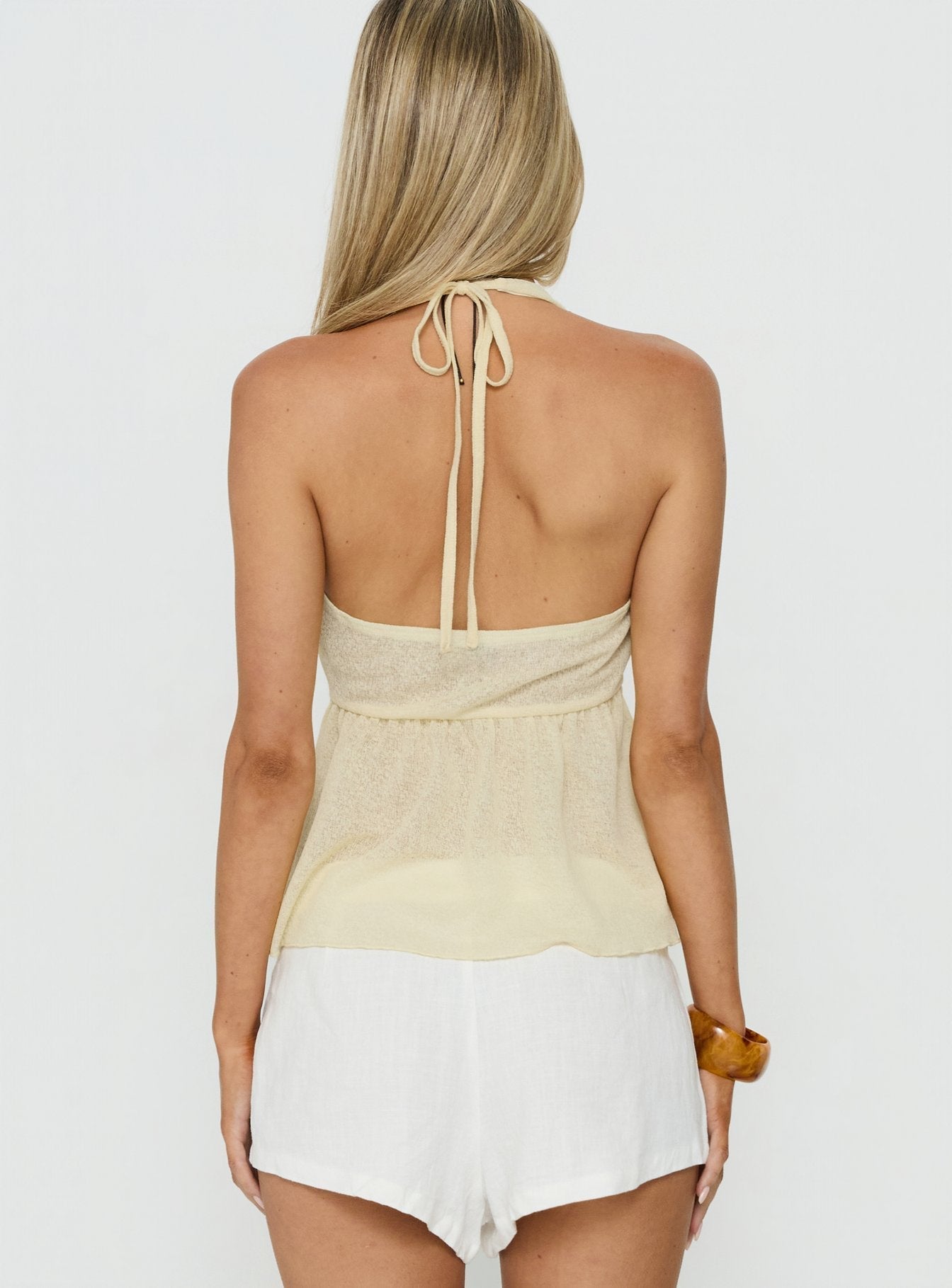 Billboards Floaty Halter Top Yellow