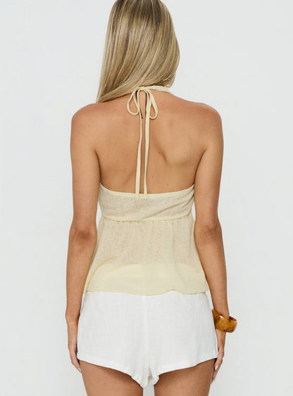 Billboards Floaty Halter Top Yellow