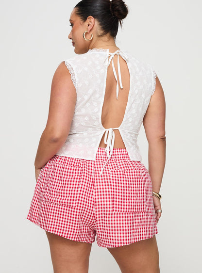 Beach House Shorts Red / White Gingham Curve