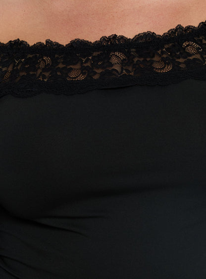 Breiann Lace Off Shoulder Long Sleeve Top Black Curve