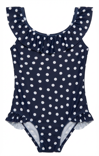 Madeline One Piece ~ Navy Polka Dot
