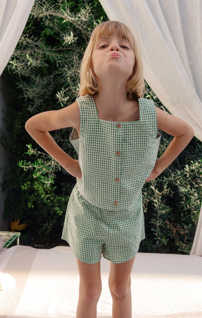 Little Maren Shorts ~ Field Green Gingham
