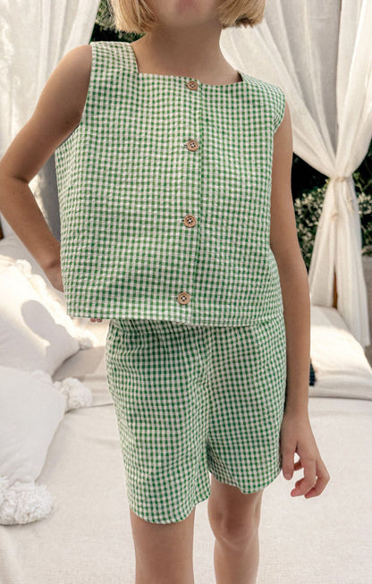 Little Maren Shorts ~ Field Green Gingham