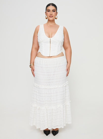 Buttacupe Lace Maxi Skirt White Curve