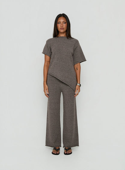 Calisse Knit Wide Leg Pants Mocha
