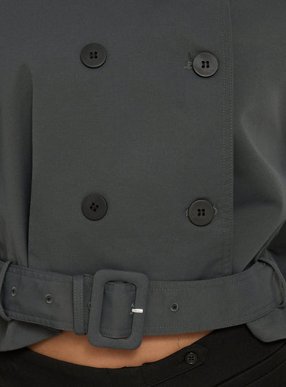 Blanc Cropped Trench Coat Olive