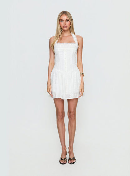 Candy Clouds Halter Playsuit White