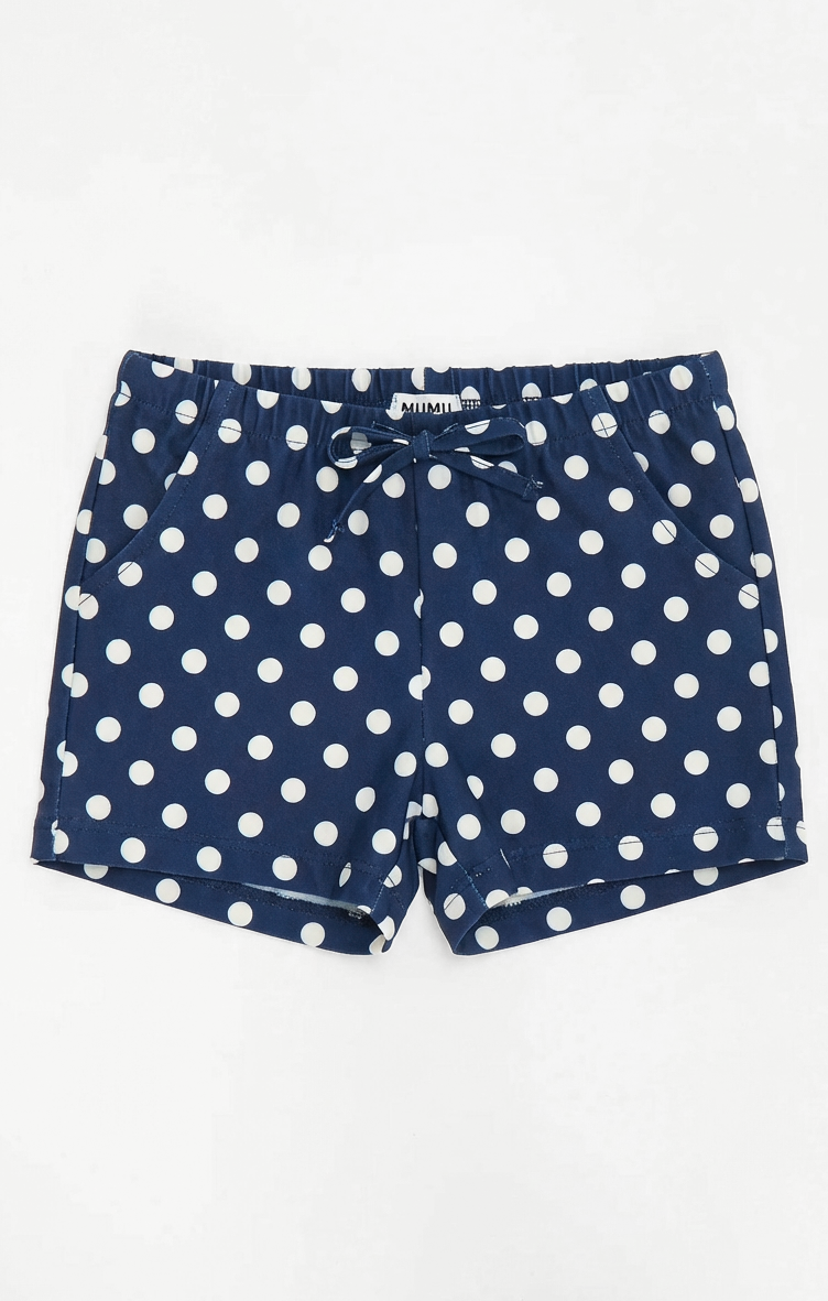Lil Easy Shorts ~ Navy Polka Dot