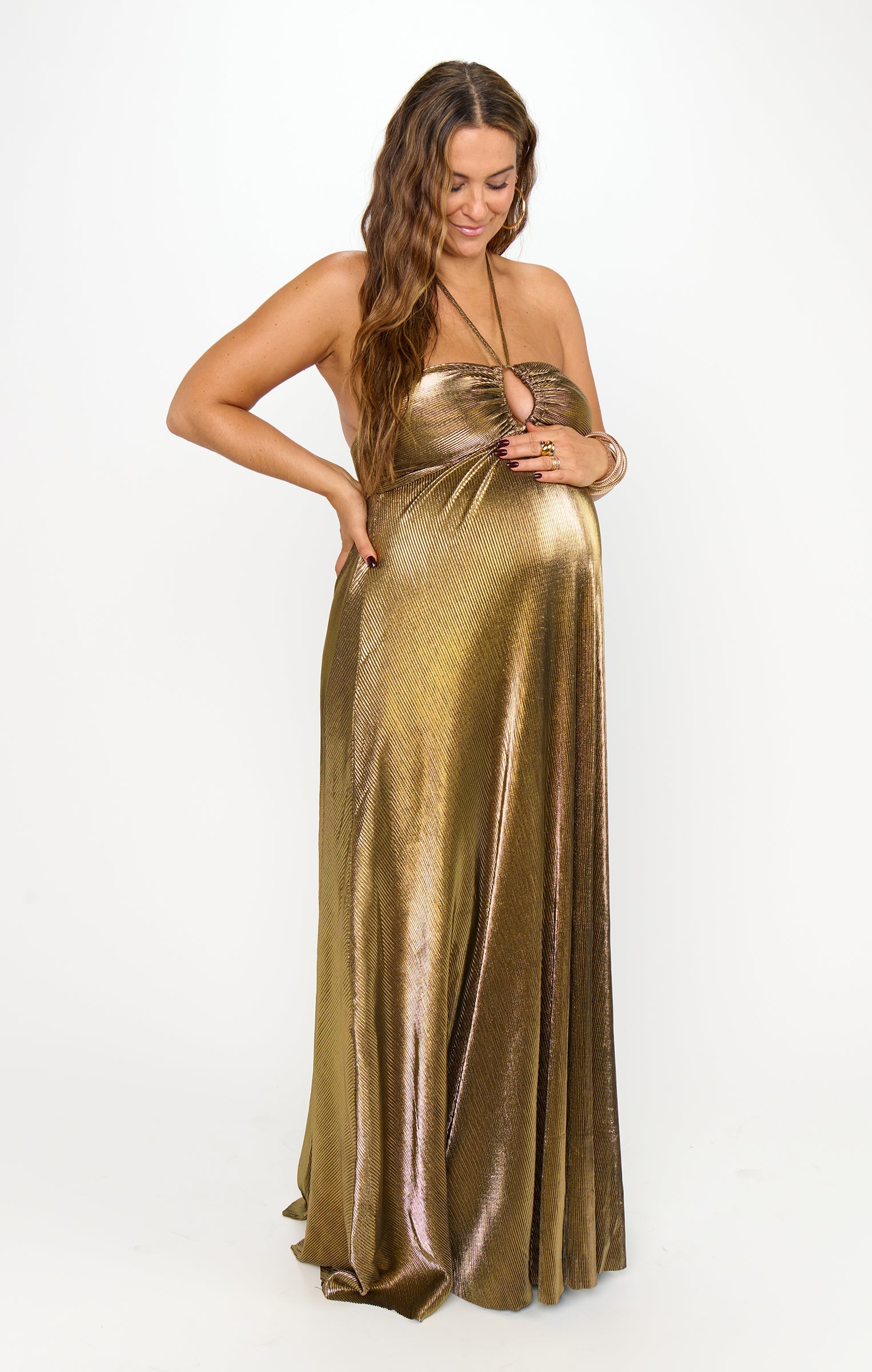 Paros Maxi Dress ~ Pleated Gold