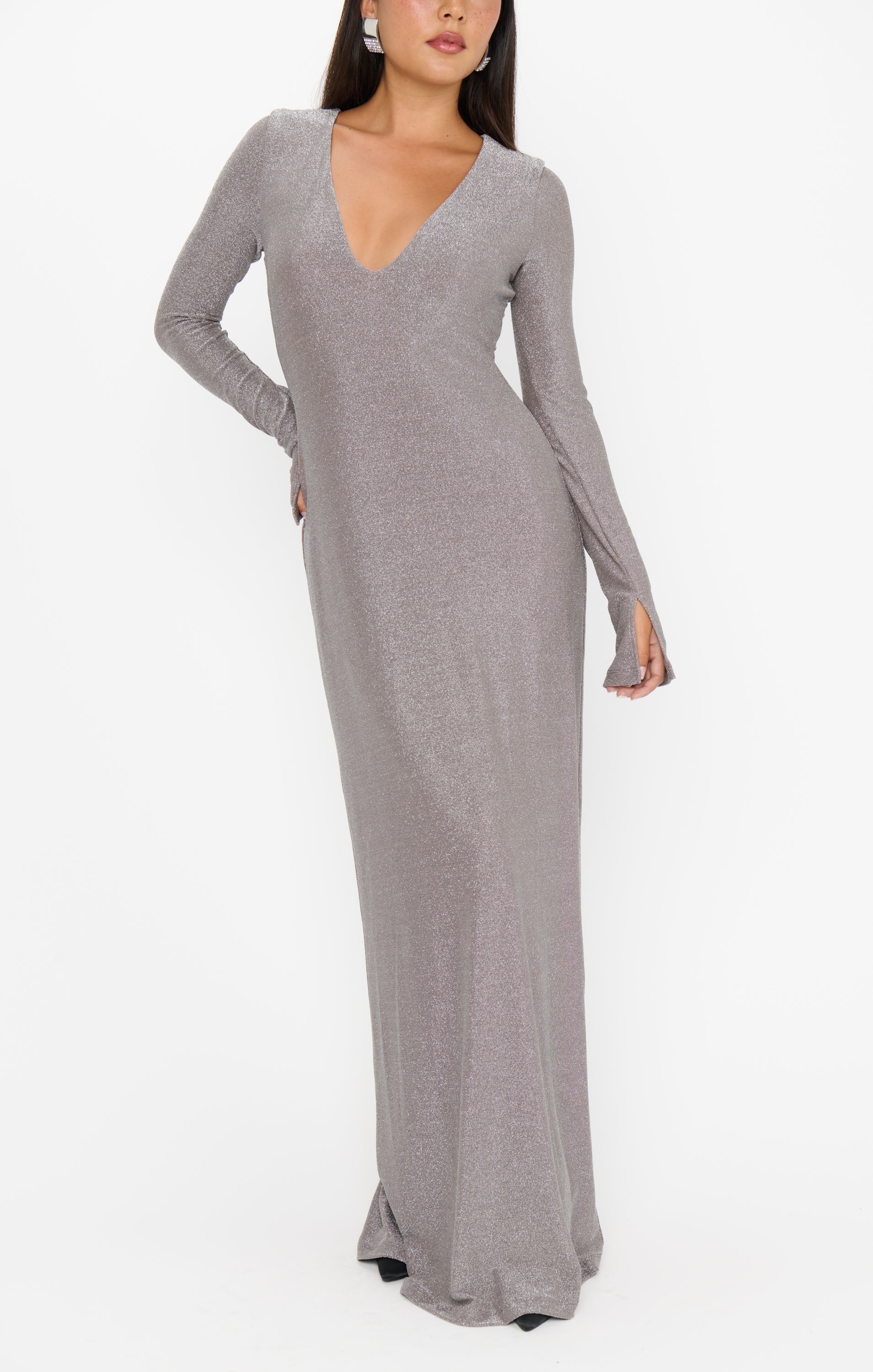 Lopez Maxi Dress ~ Silver Stretch