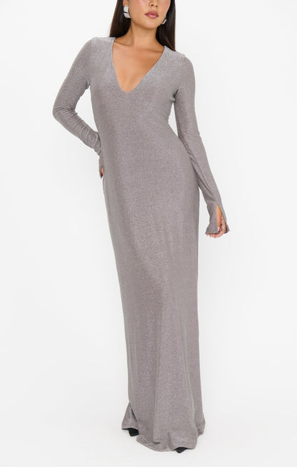 Lopez Maxi Dress ~ Silver Stretch