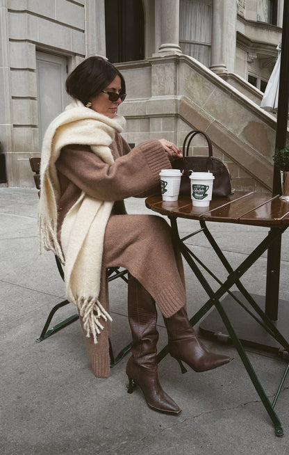 Lorraine Maxi Sweater Dress ~ Maple Brown Knit