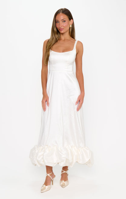 Rebecca Midi Dress ~ White Taffeta