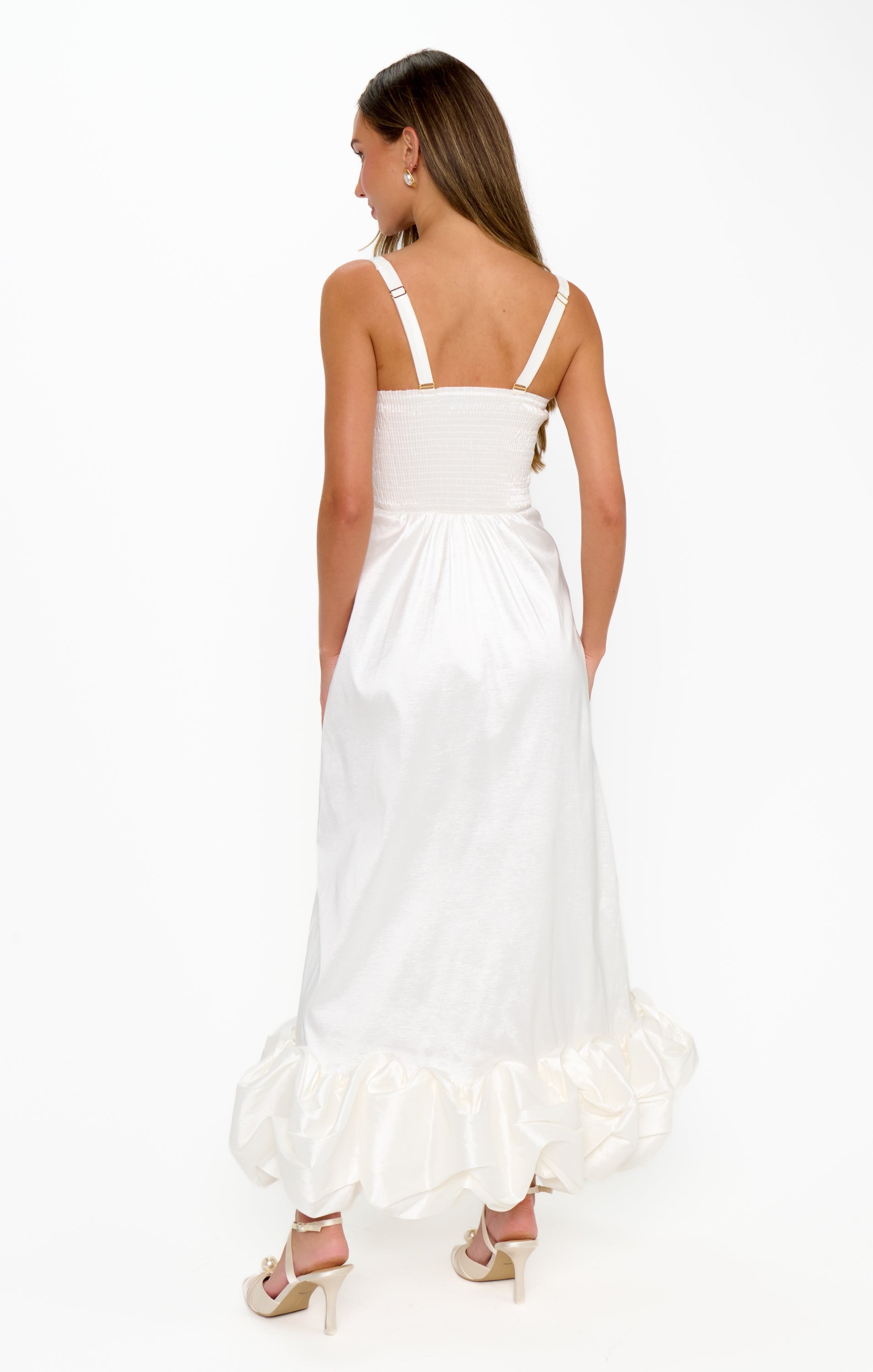 Rebecca Midi Dress ~ White Taffeta