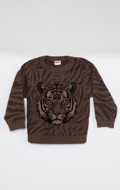 Little Seasons Sweater ~ Wild Tiger Graphic Knit