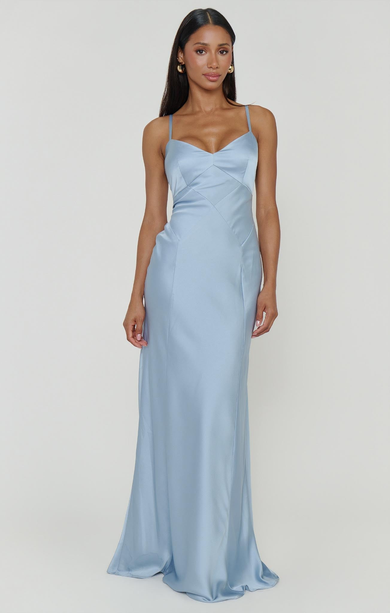 Logan Dress ~ Steel Blue Luxe Satin