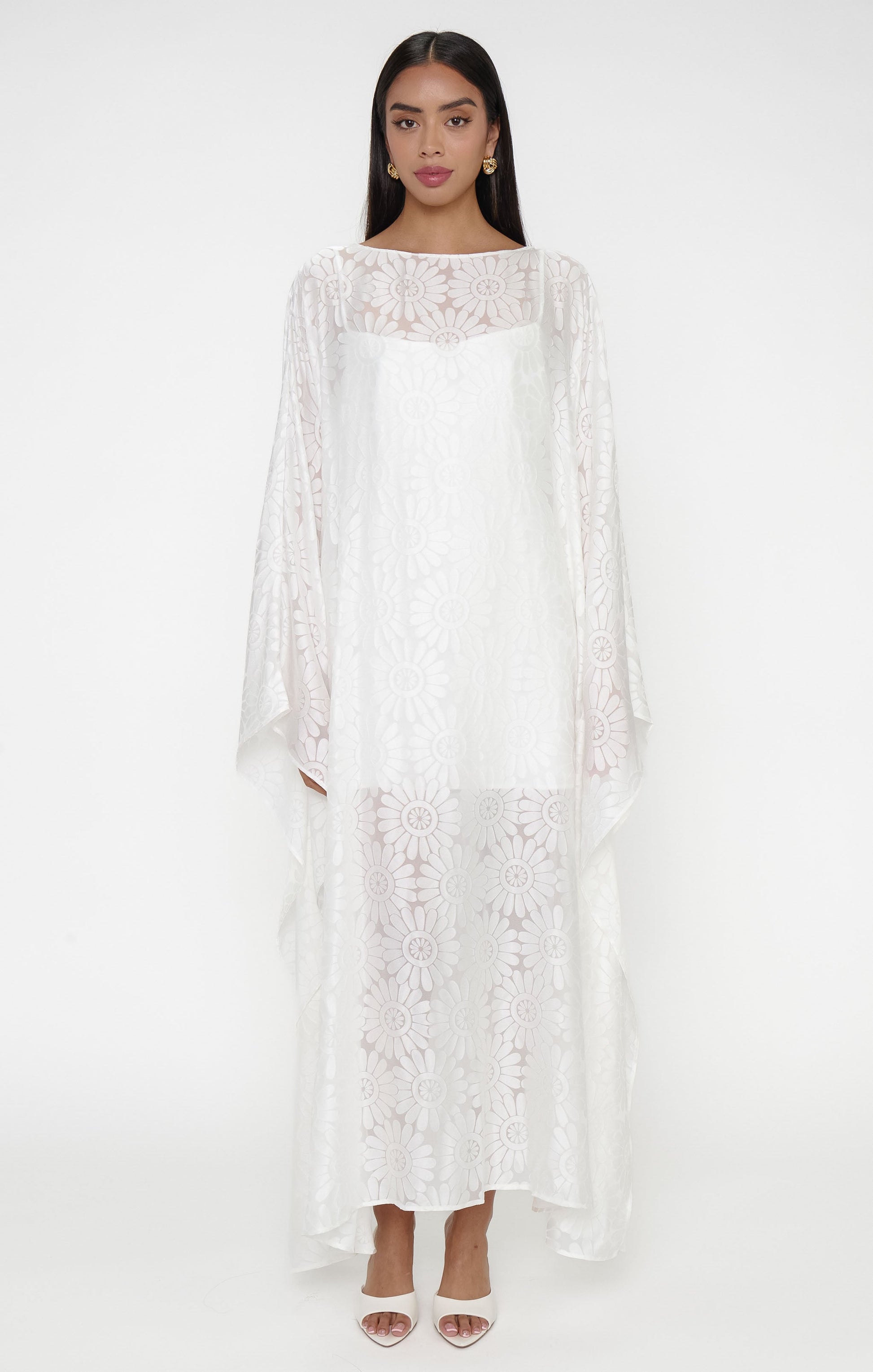 Olsen Maxi Dress ~ White Daisy Burnout