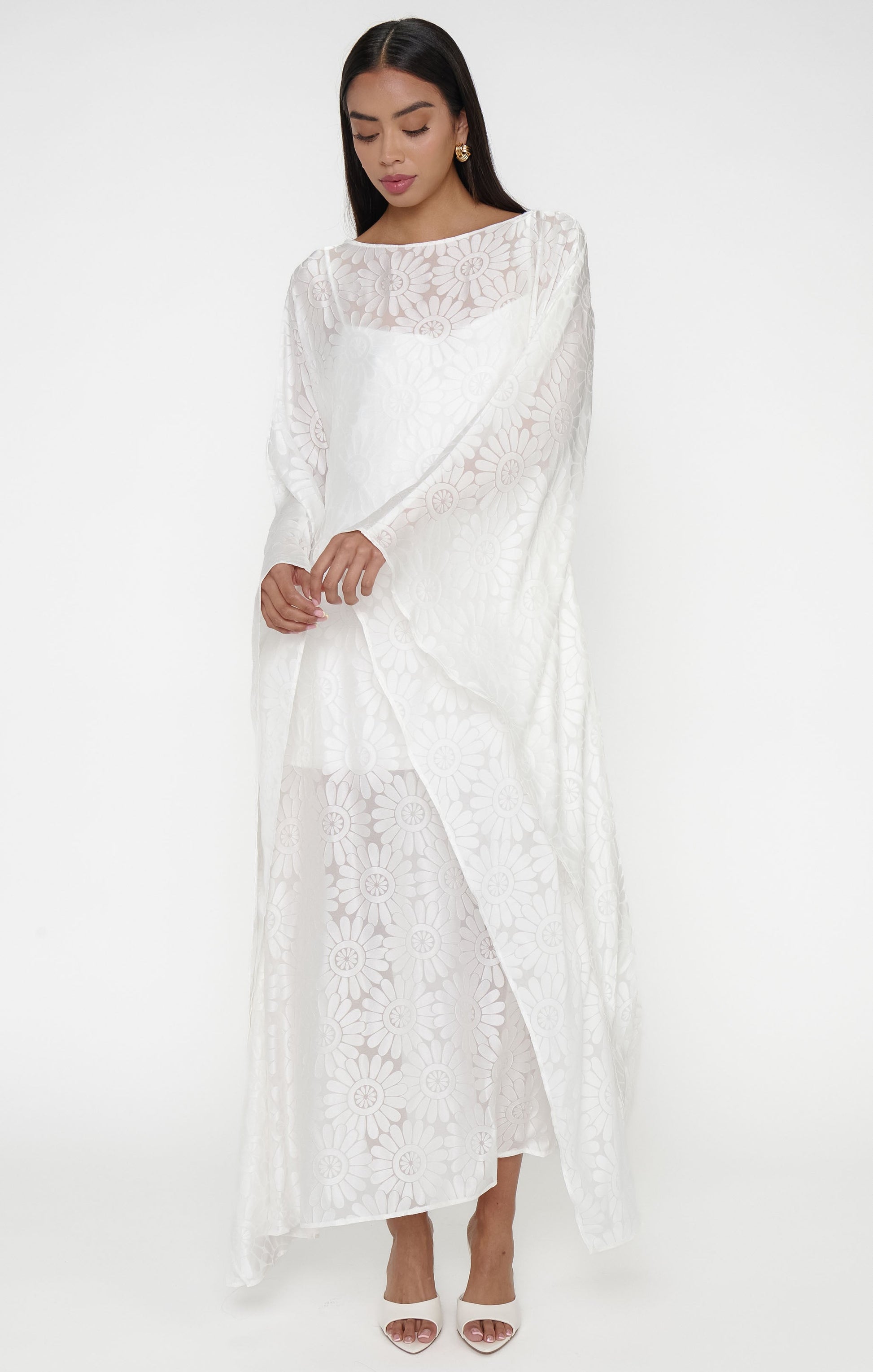 Olsen Maxi Dress ~ White Daisy Burnout