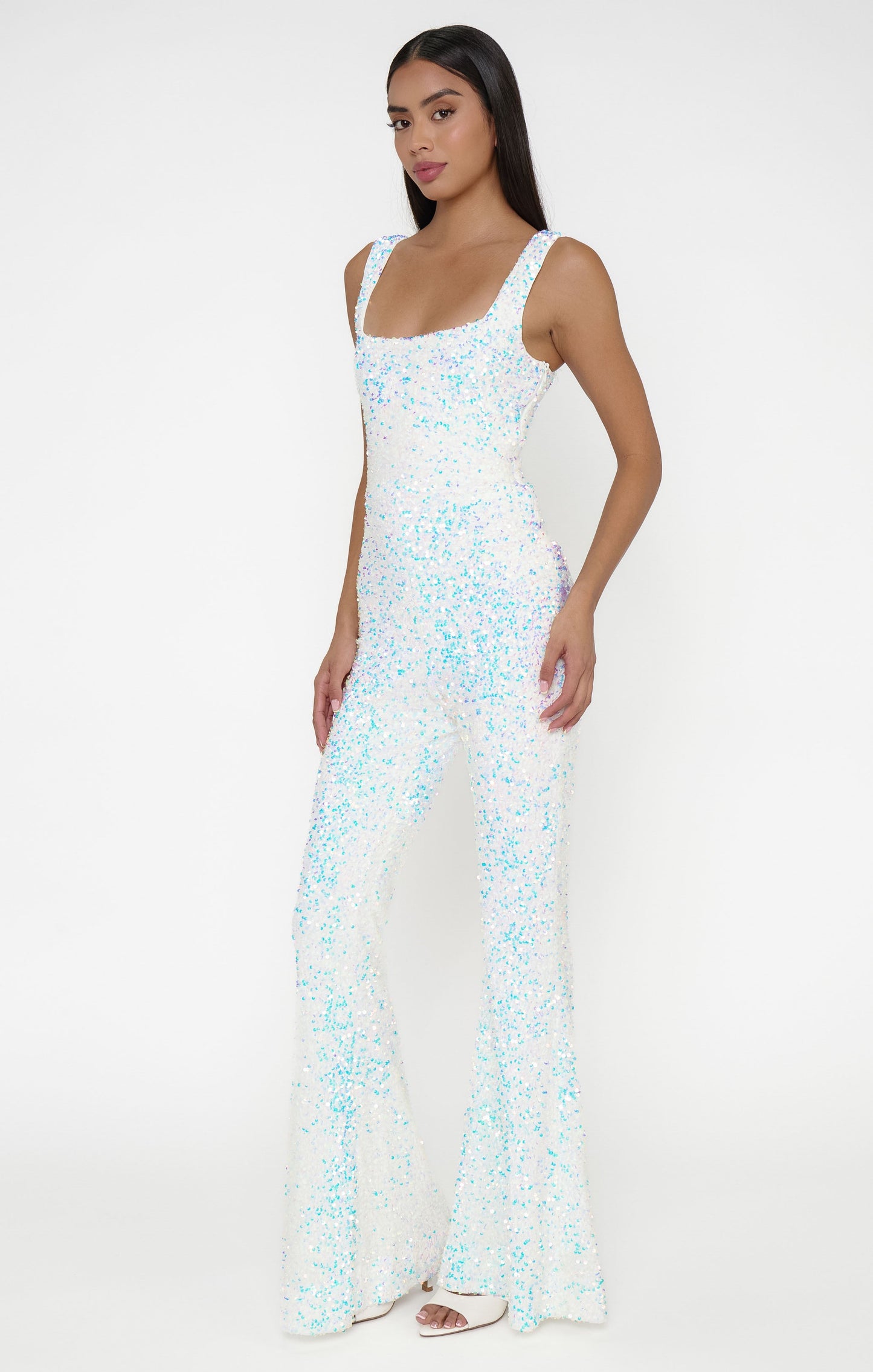 Lively Jumpsuit ~ White Sparkle Sequins