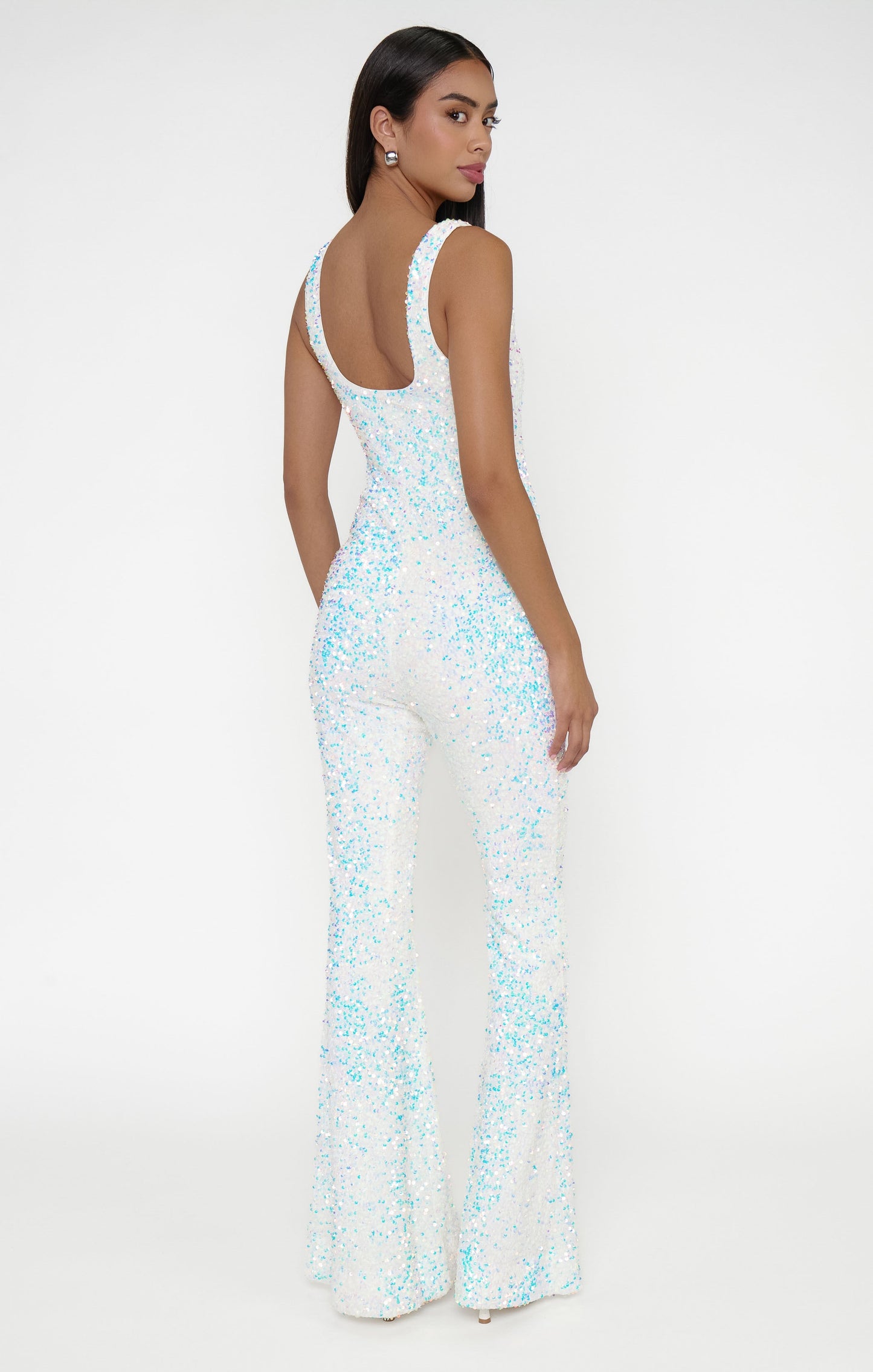 Lively Jumpsuit ~ White Sparkle Sequins