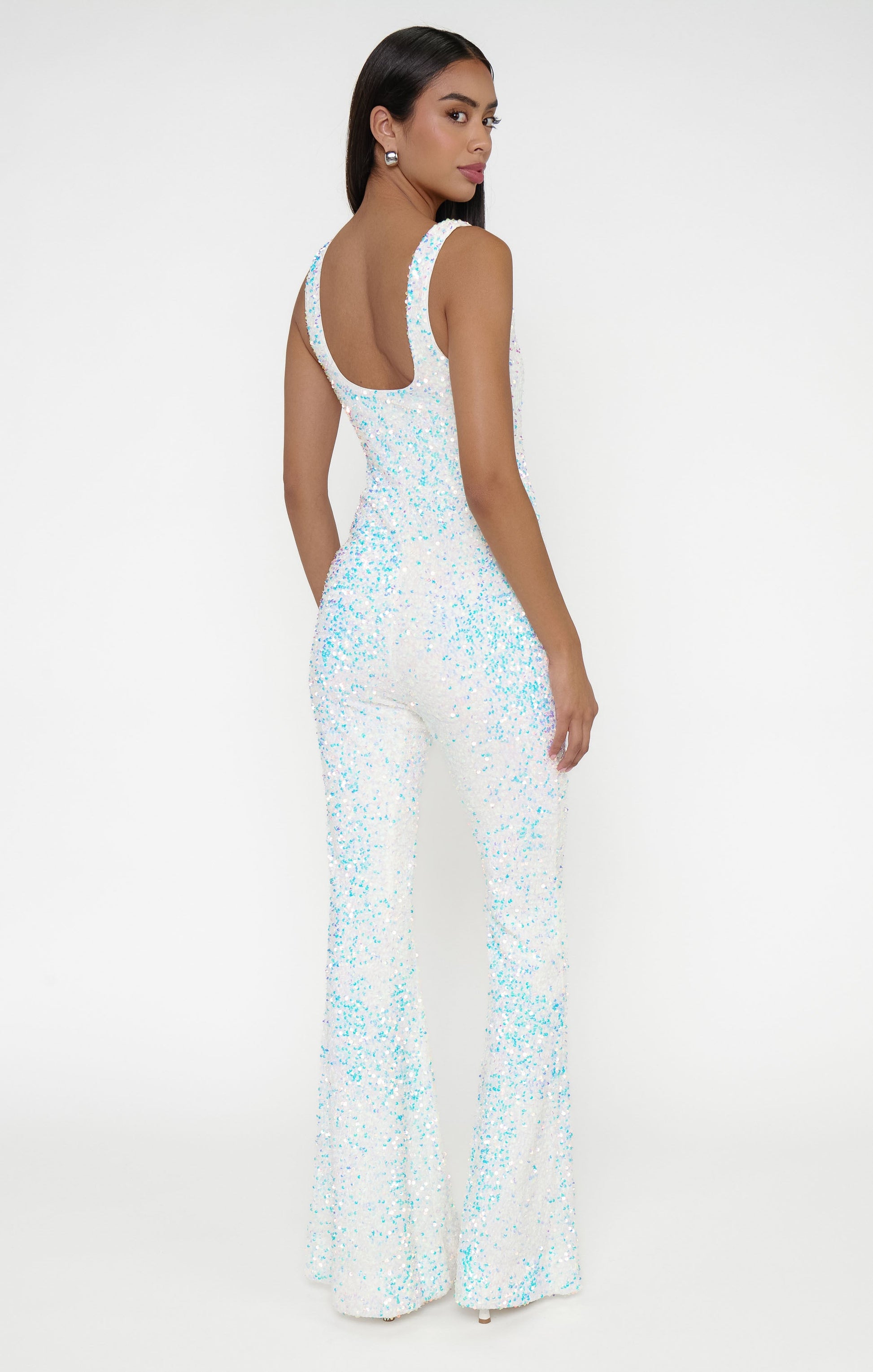 Lively Jumpsuit ~ White Sparkle Sequins