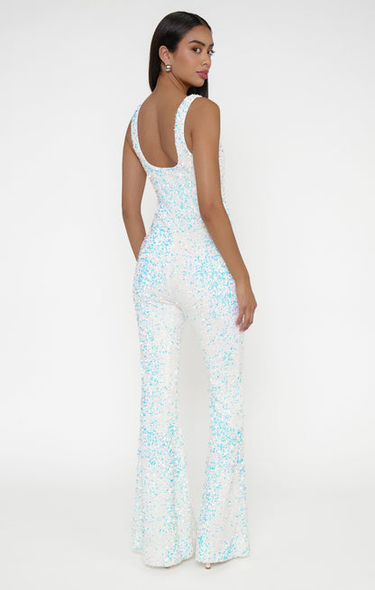 Lively Jumpsuit ~ White Sparkle Sequins