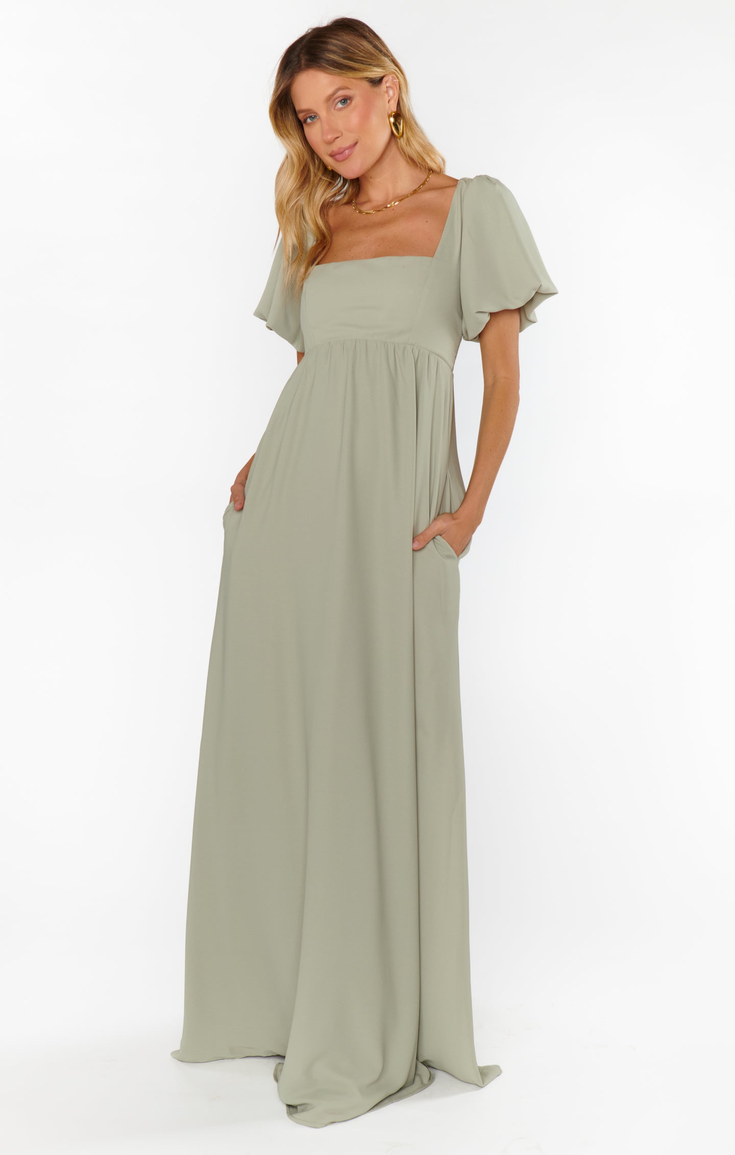 Nora Maxi Dress ~ Moss Green Crisp