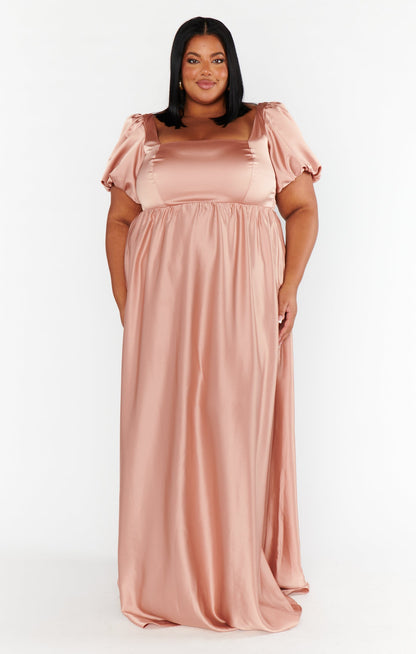 Nora Maxi Dress ~ Rose Gold Luxe Satin