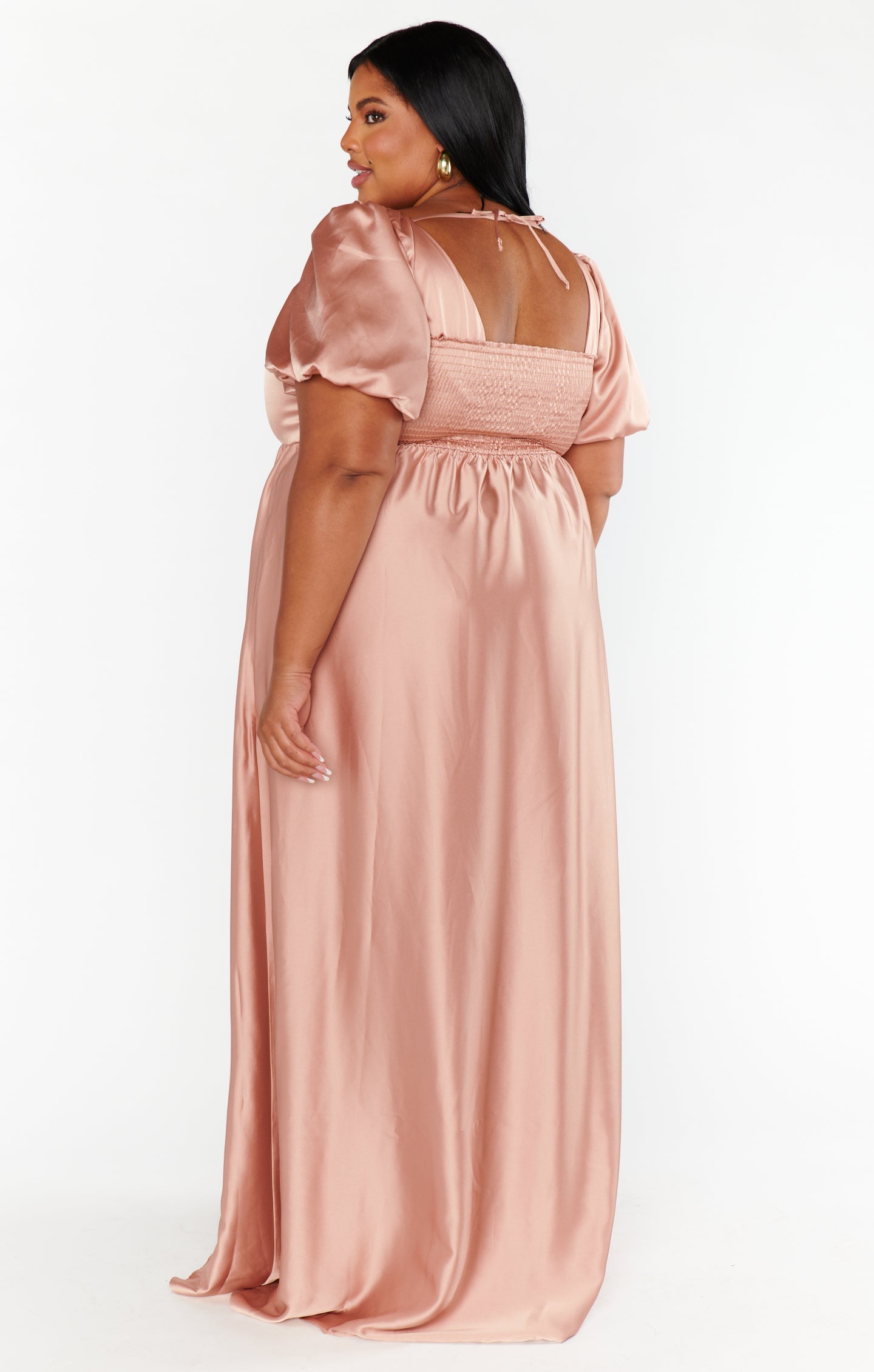 Nora Maxi Dress ~ Rose Gold Luxe Satin