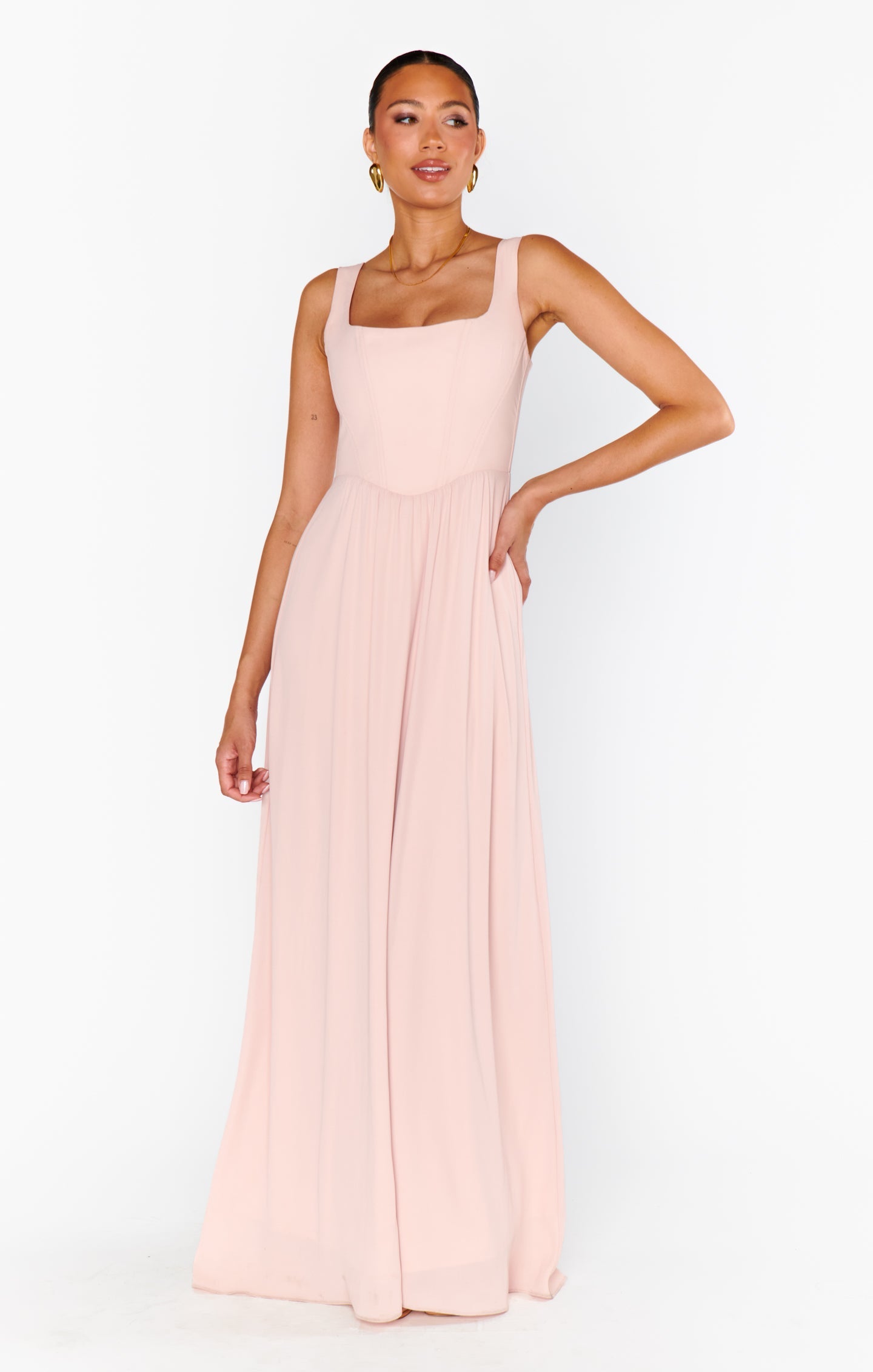 Nina Maxi Dress ~ Dusty Blush Crisp