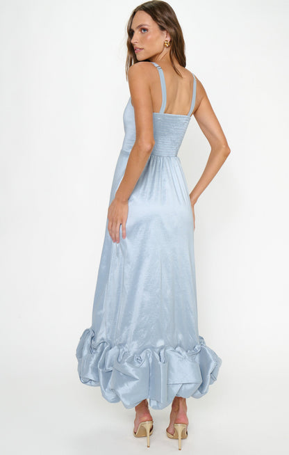 Rebecca Midi Dress ~ Steel Blue Taffeta