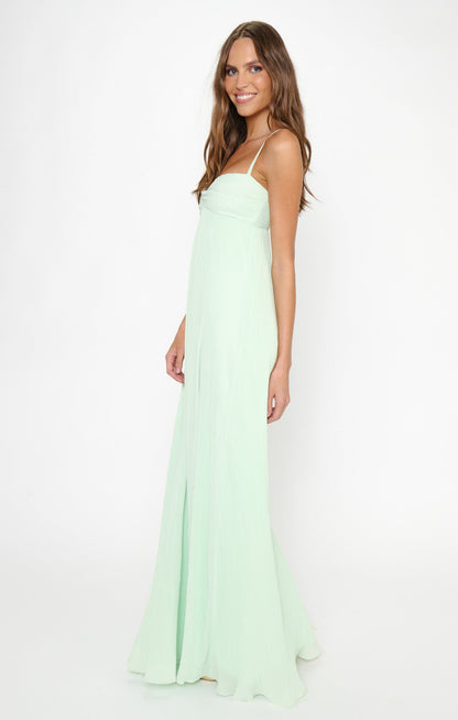 Libby Maxi Dress ~ Pistachio Pleated Chiffon
